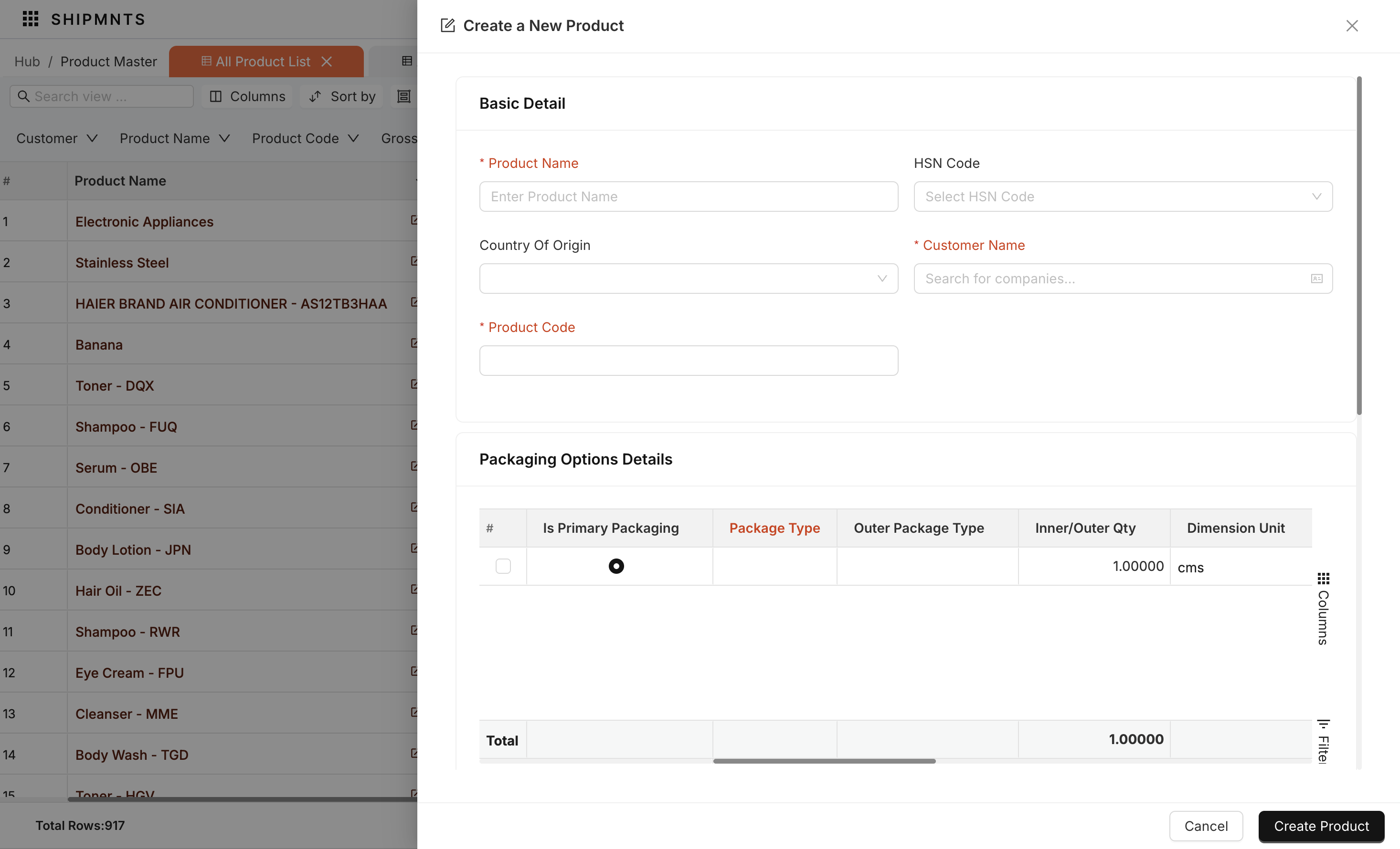 Product Master with Reporting