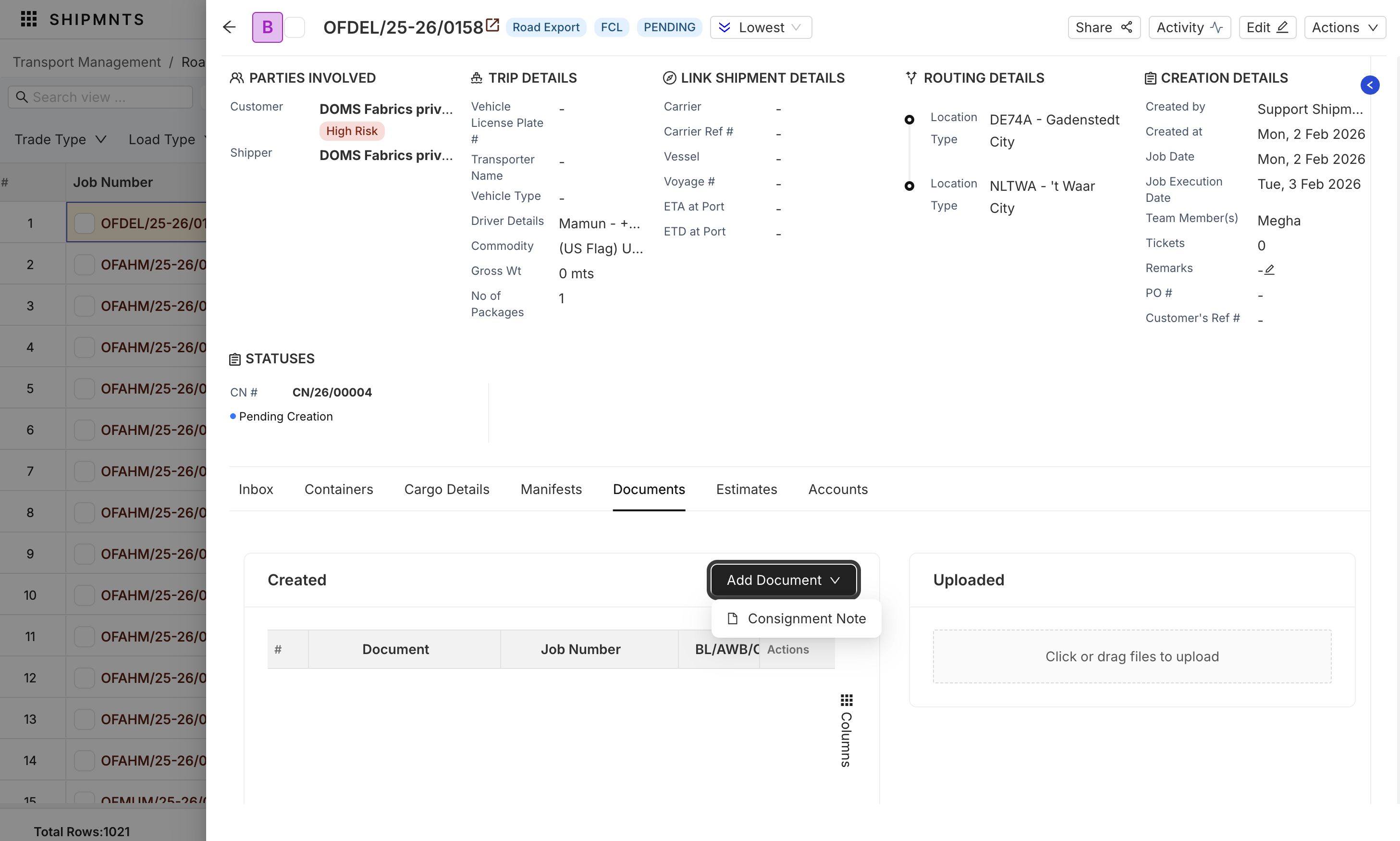 Seamless Consignment Note Generation